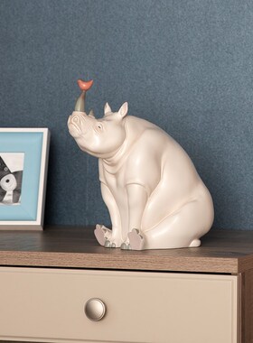 贾晓鸥可米生活白夜童话珍珠犀牛伙伴摆件客厅玄关艺术品装饰雕塑