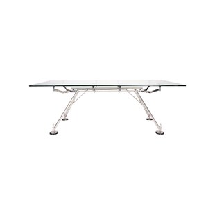 NOMOS现代不锈钢玻璃书桌个性 创意高档办公桌极简设计长方形班台