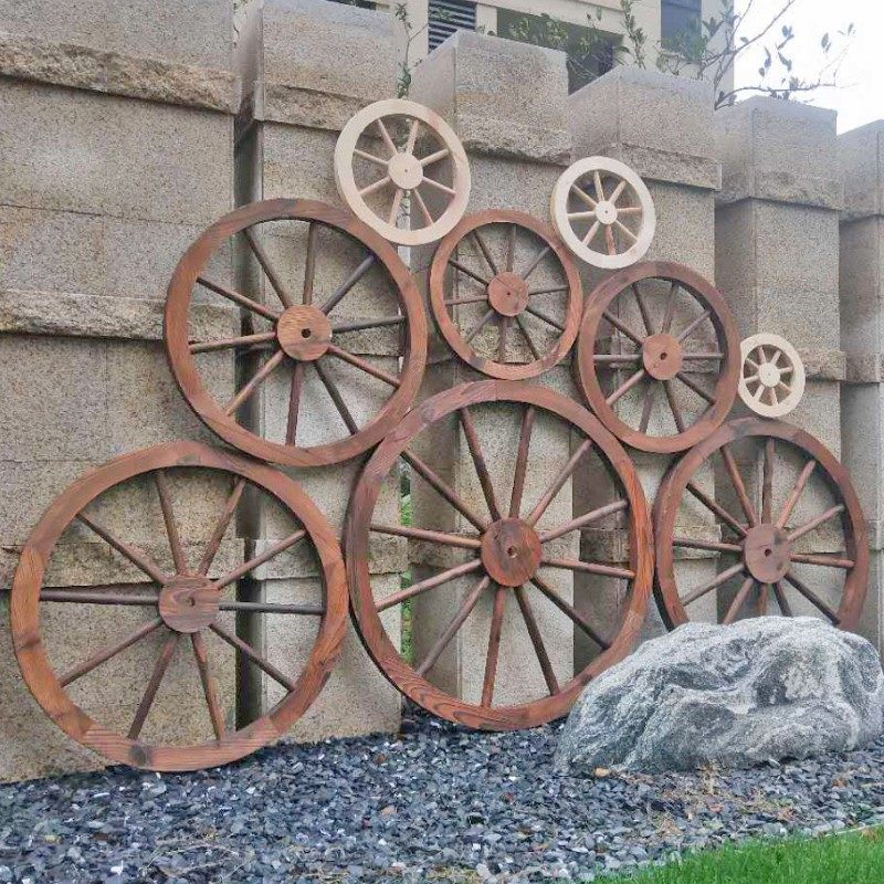 农庄庭院酒吧背景墙复古木头装饰品实木挂件木轮子车轮仿古车轱辘,家居饰品,壁饰,淘宝优惠券,粉丝福利购,淘宝优惠卷