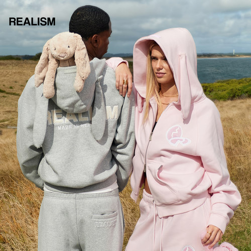REALISM潮牌趣味兔拉链连帽卫衣