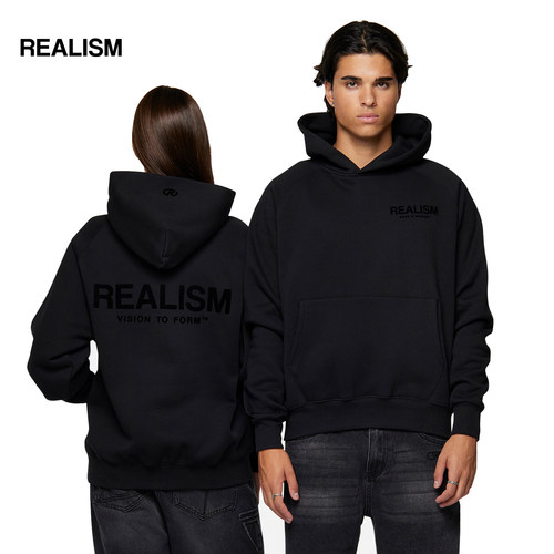 REALISM潮牌经典款连帽卫衣重磅