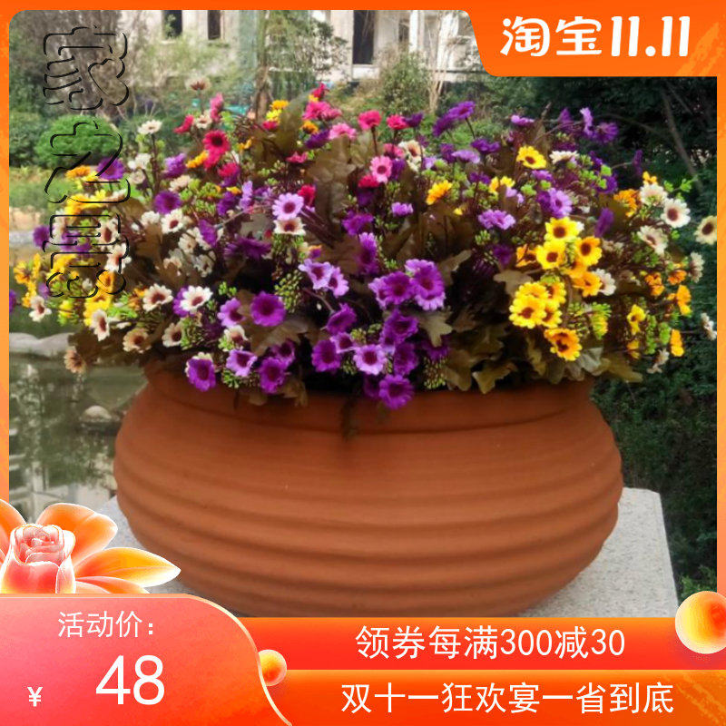 园林红陶土花盆景观陶罐多肉花盆陶瓷花瓶摆件阳台别墅粗陶小花盆