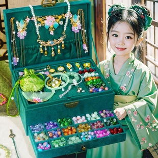 儿童手链串珠手工diy材料玩具女孩制作穿珠子古风首饰礼盒琉璃国