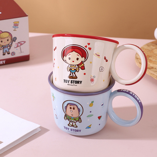 巴斯光年儿童牛奶刻度杯陶瓷牛奶杯微波炉可加热耐高温家用早餐杯