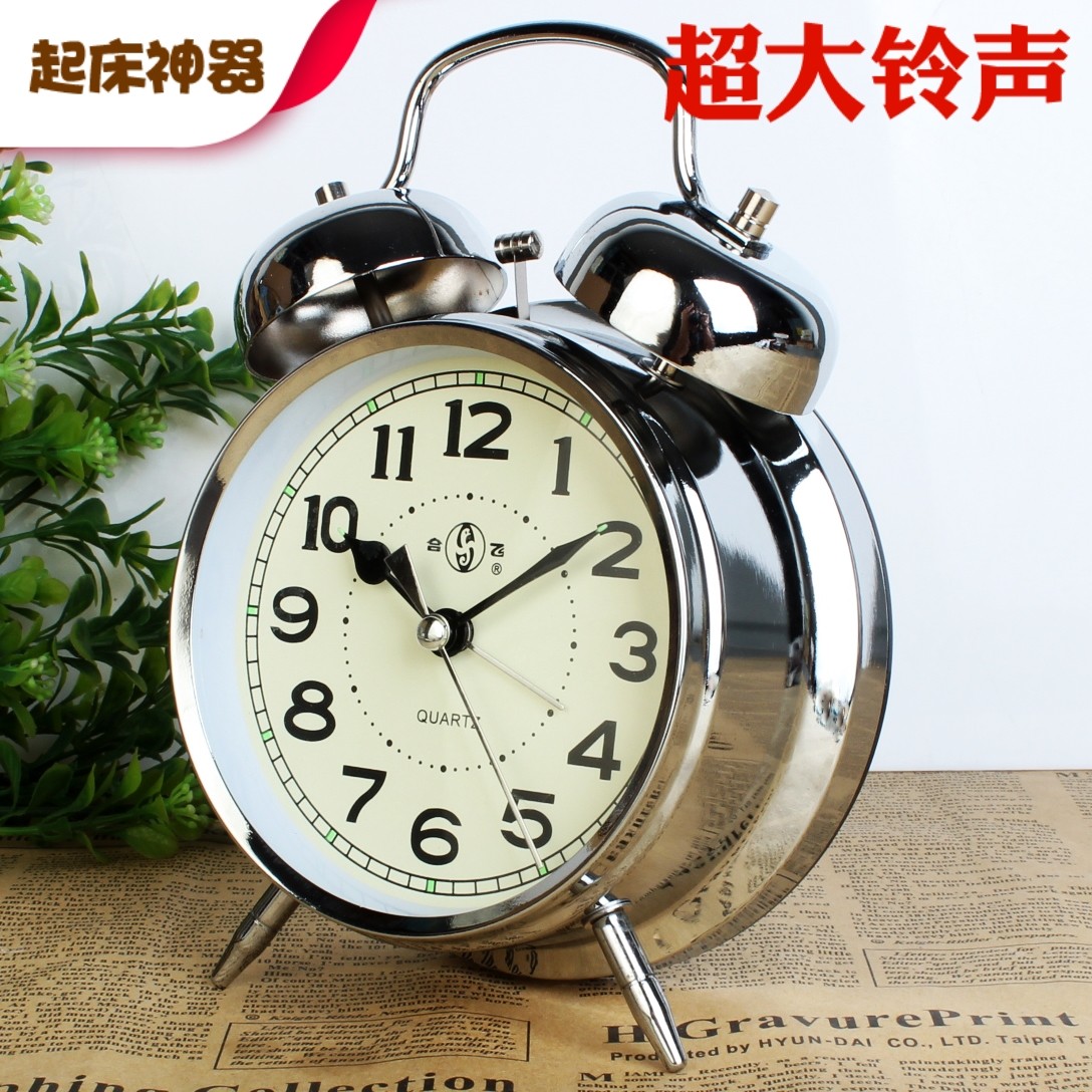 创意金属学生静音夜视灯闹钟卧室床头懒人起床困难户闹钟起床铃表,家居饰品,台钟/闹钟,淘宝优惠券,粉丝福利购,淘宝优惠卷