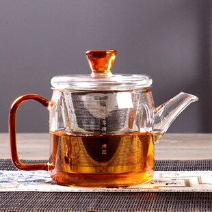 虎匠 新款高硼硅加厚耐高温玻璃泡茶壶 家用小号茶器茶水分离茶具