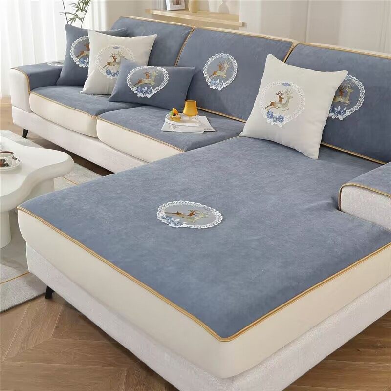 雪尼尔弹力沙发套罩全包套三人位加贵妃位沙发垫四季通用坐垫套定