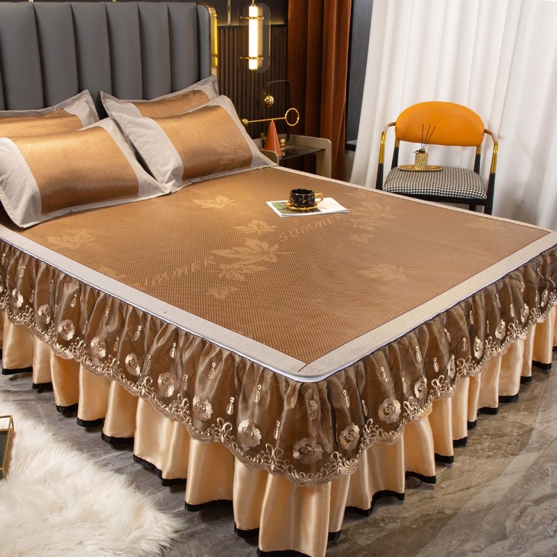 夏季公主风提花冰藤席床裙款凉席床罩空调席子夏天用可拆卸可折叠,床上用品,藤席,淘宝优惠券,粉丝福利购,淘宝优惠卷