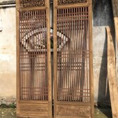 中式 做旧2.5米格子大门 实木栅栏格子隔断定做 仿古门窗 东阳木雕