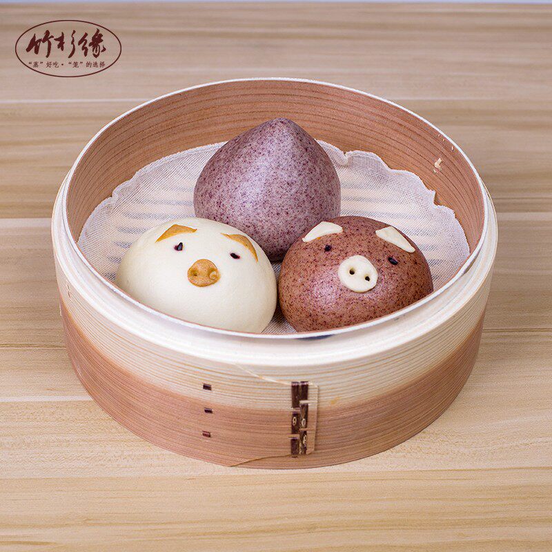 竹木蒸笼加高加深铝边家用蒸笼柳杉木小笼包子木蒸格笼屉竹杉缘