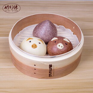 竹木蒸笼加高加深铝边家用蒸笼柳杉木小笼包子木蒸格笼屉竹杉缘