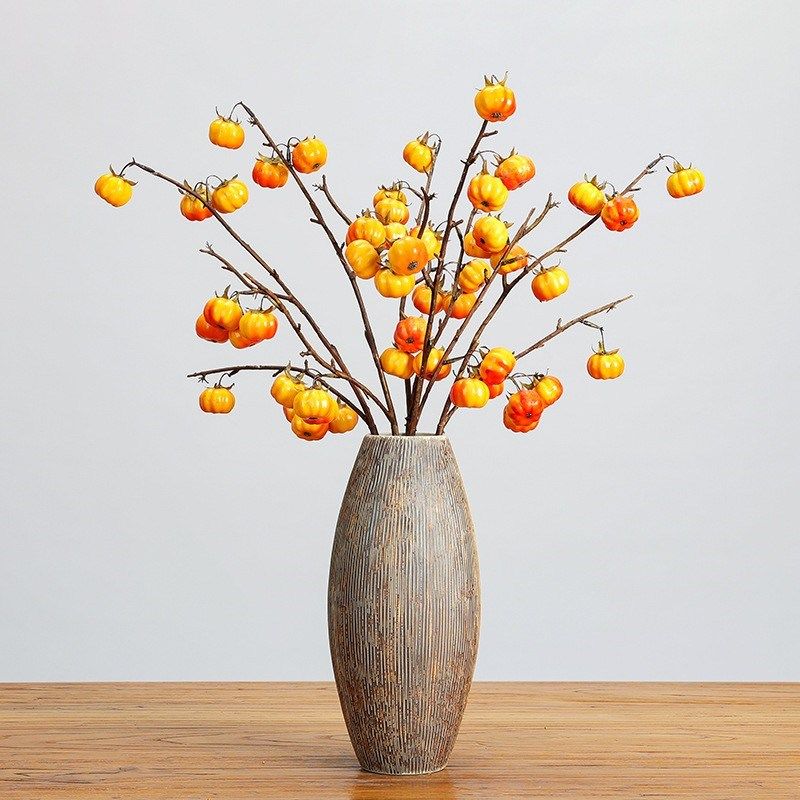 仿真小南瓜枝条餐厅样板厅陈列插花花艺摆件野柿子果实装饰,家居饰品,仿真花/假花,淘宝优惠券,粉丝福利购,淘宝优惠卷