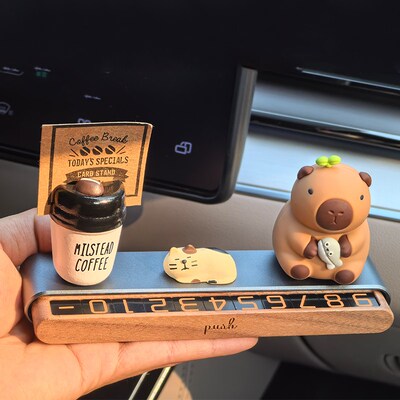 卡皮巴拉挪车电话牌临时停车号码牌高级感汽车载摆件车内饰品装饰