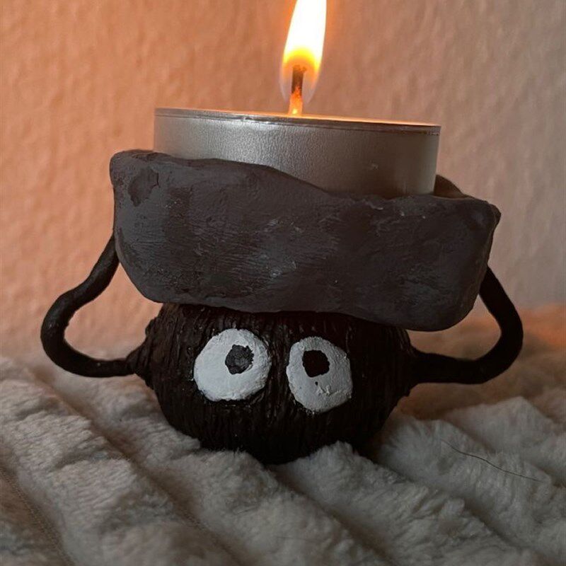 日系宫崎骏黑碳烛台创意可爱卡通桌面装饰复古烛台铸铁油灯蜡烛台,家居饰品,桌面摆件,淘宝优惠券,粉丝福利购,淘宝优惠卷
