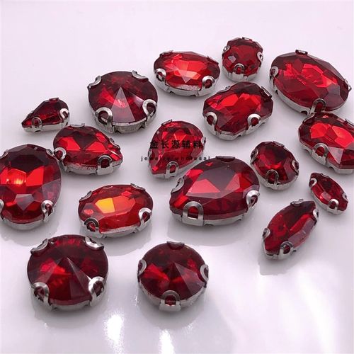 红色爪钻 DIY服饰配件 手缝玻璃水钻 水滴型 圆形手缝石钻饰辅料