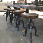 复古工业风铸铁手摇升降吧台椅重型酒吧吧凳实木铁艺高脚凳前台椅