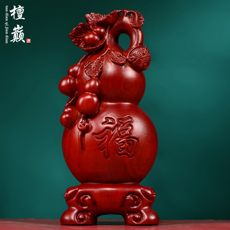 红花梨实木质雕刻葫芦摆件大号红木家居客厅电视柜装饰工艺礼品,家居饰品,装饰摆件,淘宝优惠券,粉丝福利购,淘宝优惠卷