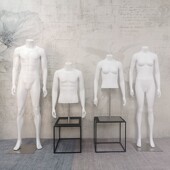 男女无头模特道具全身平头模特橱窗陈列展示哑光男女半身台模道具