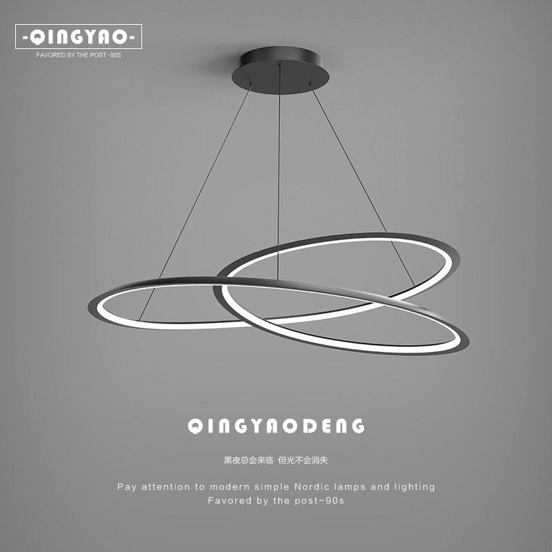 不规则餐厅吊灯创意个性设计卧室书房灯圆环形极简餐桌饭厅led灯