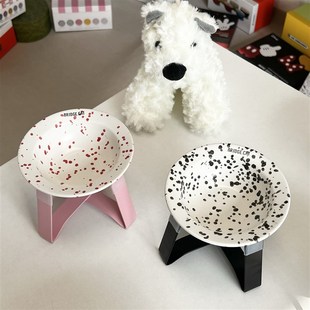 陶瓷材质BRIDGE.DOG韩国飞碟宠物碗托架防黑下巴护颈防滑矮脚猫碗