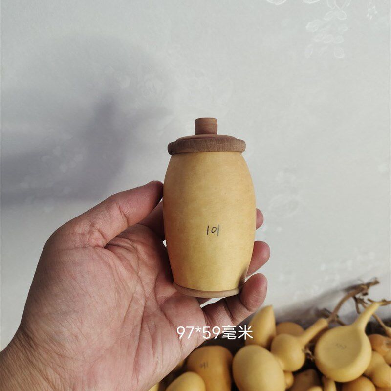 天然手把文玩茶叶罐葫芦工艺品摆件皮质老成瓷实一物一图