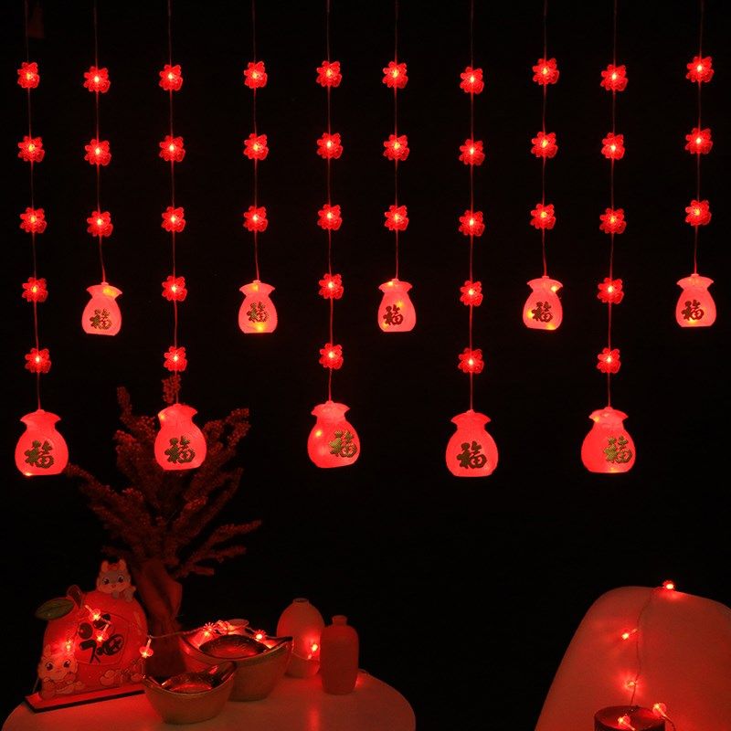 新年彩灯福字led灯过年灯笼2024新款阳台装饰灯春节家用闪灯串灯