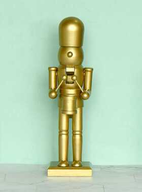 欧式新款25CM简约风金色打鼓鼓士兵胡桃夹子圣诞装饰欧式家居摆件