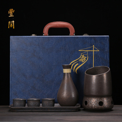 复古清酒酒具礼盒套装酒壶酒杯高档烧酒老式蜡烛加热温酒家用套组