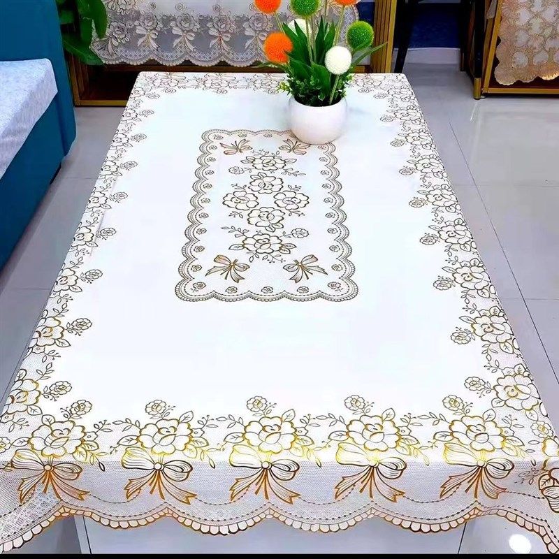 烫金花纹桌布防水防滑防烫免洗长方形餐桌布加厚塑料茶几台布欧式,居家布艺,桌布,淘宝优惠券,粉丝福利购,淘宝优惠卷