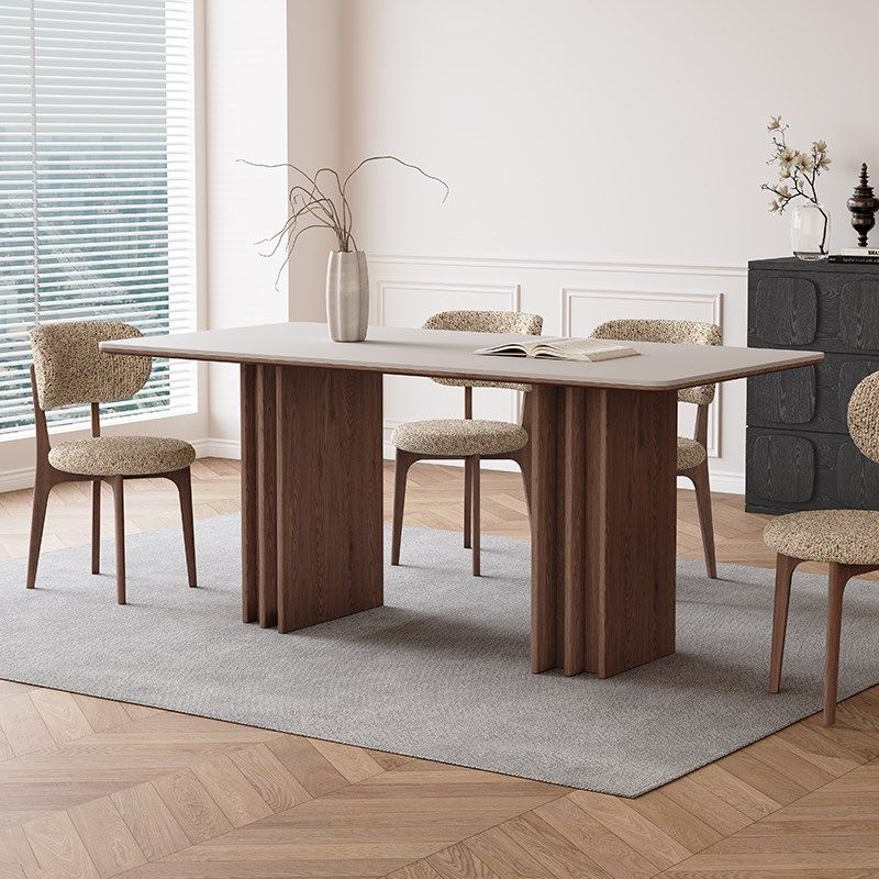 侘寂风实木餐桌椅组合胡桃色客厅家用意式复古长方形纯白岩板餐桌,住宅家具,岩板餐桌,淘宝优惠券,粉丝福利购,淘宝优惠卷