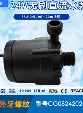 力诚CG0824202403直流65W无刷4分螺纹冷水机DC24V扬程20M增压水泵