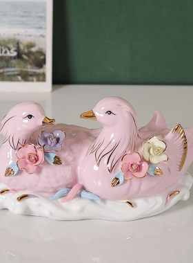 鸳鸯一对摆件助姻缘家居促夫妻和谐旺爱情卧室房间创意床头装饰品