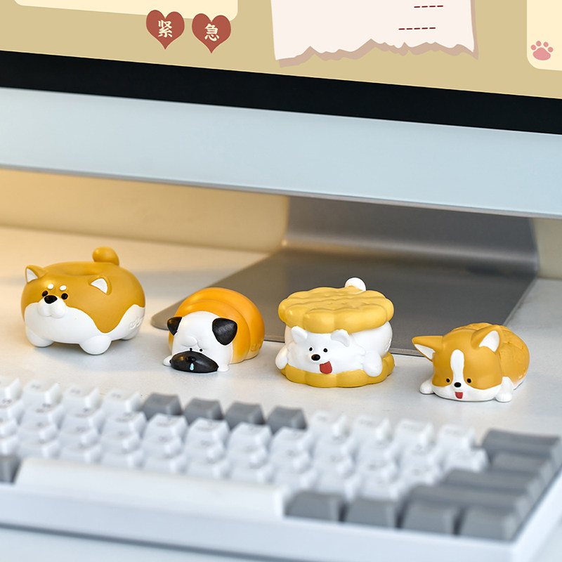可爱柴犬柯基小狗日系治愈小摆件办公室桌面工位装饰礼品电脑趴趴
