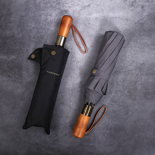 113CM加大伞面复古木柄十骨加固防风全自动折叠商务男士雨伞双人