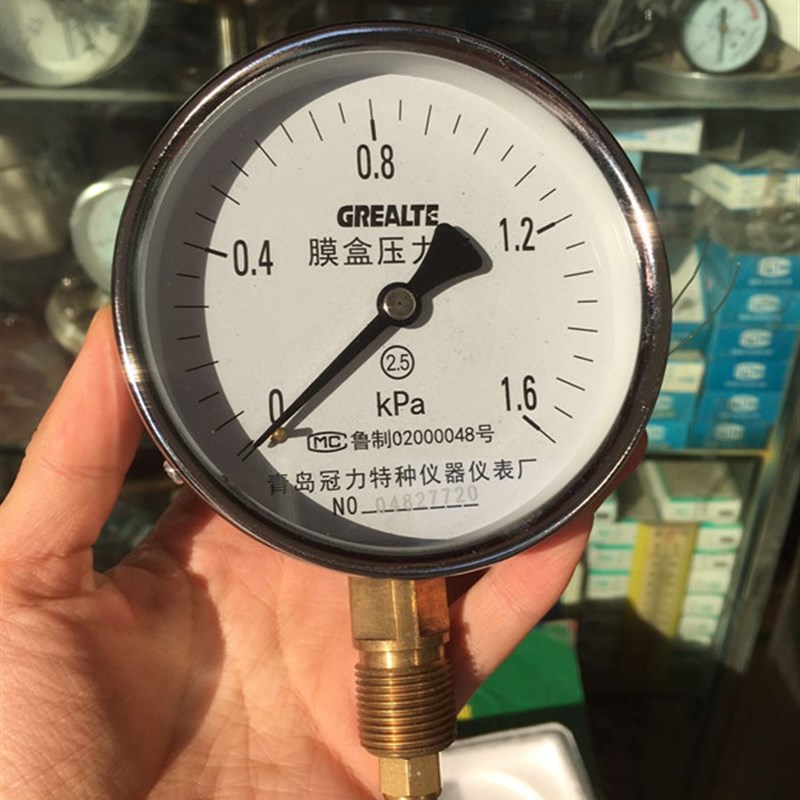 yb-100 1.6kpa 膜盒压力表 纺织机械用表 插管膜盒压力表 定制款