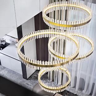 别墅楼梯长吊灯现代简约loft复式 北欧led公寓客厅灯 楼中空大厅灯