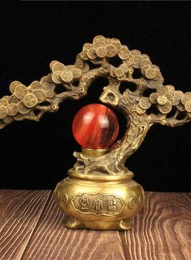 黄铜摇钱树聚宝盆摆件大号金钱树客厅开业礼品含有礼盒