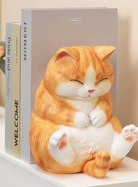 慧心巧聚橘猫阻门器创意防撞门挡可爱书立书靠客厅电视柜玄关摆件