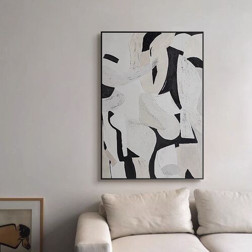 侘寂风装饰画黑白抽象艺术壁画客厅沙发背景落地画高级感卧室挂画