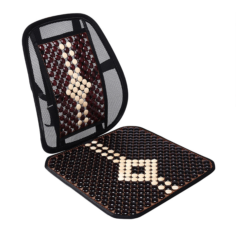 汽车腰靠垫木珠透气护腰靠垫坐垫一体座椅腰枕夏季冰丝靠背垫车用