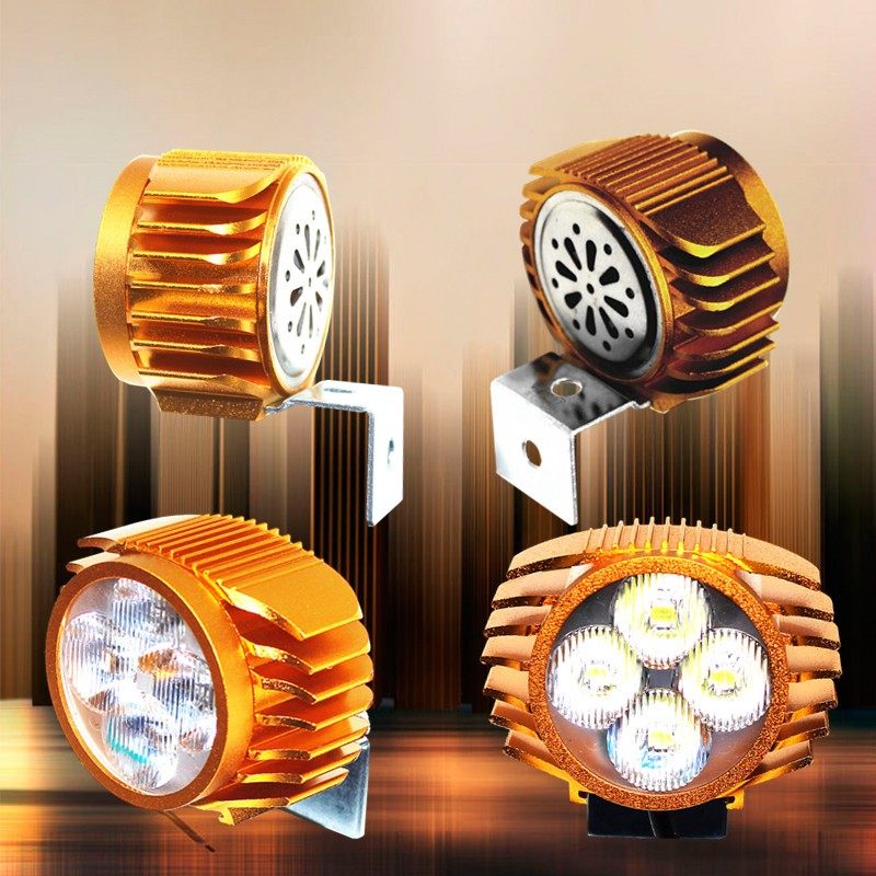 电动车led车灯内置喇叭12V至80V改装外置电瓶车高亮大灯强光射灯