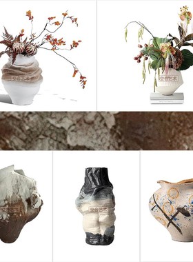 空合 侘寂风手工陶瓷花瓶 样板间民宿茶室客厅书房中式花器摆件