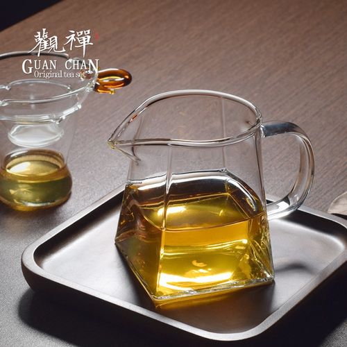 观禅加厚玻璃公道杯茶漏套装侧把分茶器耐热茶海家用功夫茶具配件