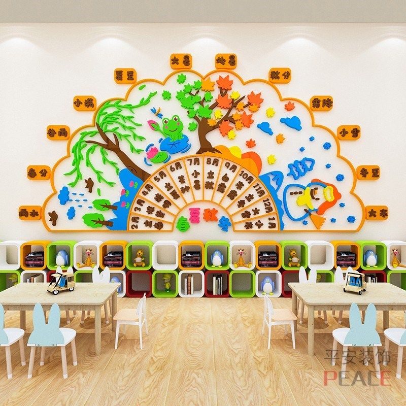 幼儿园环创主题墙成品24节气春夏秋冬大厅走廊教室背景墙面装饰画,家居饰品,软装墙贴,淘宝优惠券,粉丝福利购,淘宝优惠卷