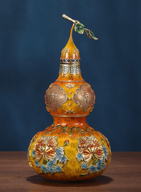 富贵吉祥黄铜葫芦摆件家居客厅酒柜中堂玄关装饰品乔迁开业礼品