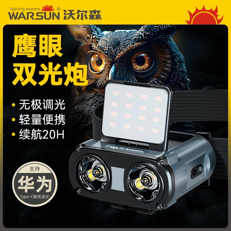 感应头灯钓鱼专用强光夜钓超亮超长续航猫头鹰充电高端野钓帽夹灯,户外/登山/野营/旅行用品,头灯,淘宝优惠券,粉丝福利购,淘宝优惠卷