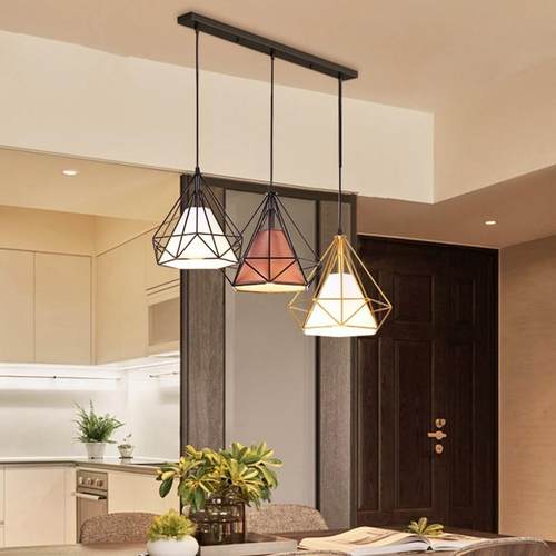 北欧风餐厅吊灯现代简约饭店餐桌休闲吧台创意咖啡奶茶店钻石吊灯