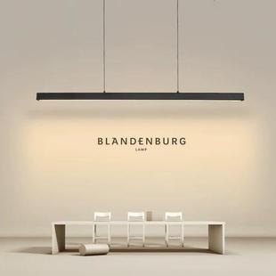 北欧餐厅胡桃色长条灯创意办公学习室后现代一字极简餐桌吧台吊灯