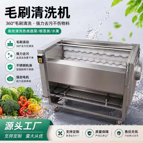土豆毛辊去皮清洗机猕猴桃清洗设备胡萝卜毛刷喷淋清洗机