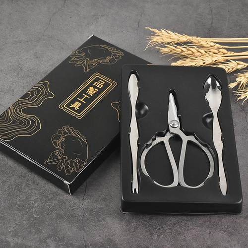 不锈钢吃蟹工具蟹八件品蟹套装蟹勺叉蟹钳剪大闸蟹海鲜工具剥壳器